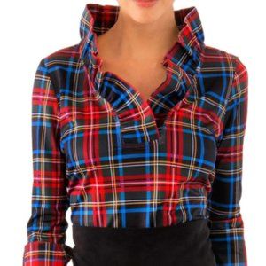 Gretchen Scott Christmas plaid Blouse
